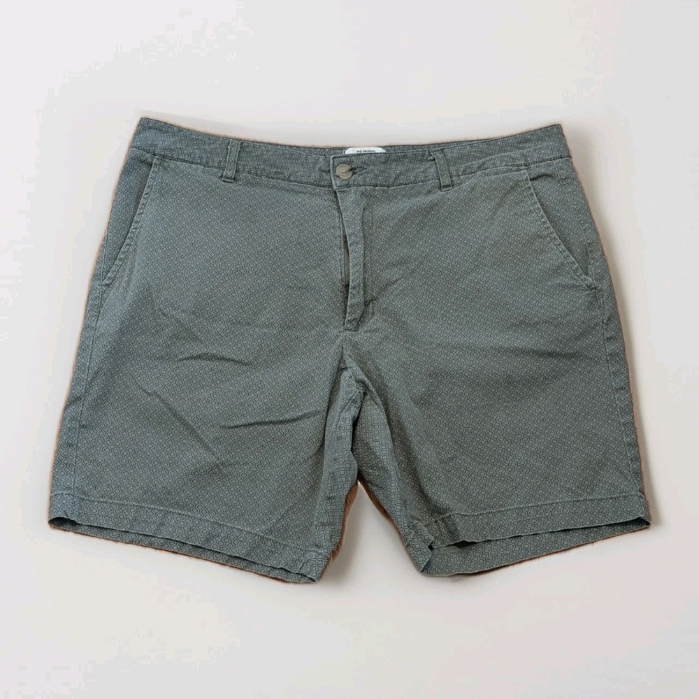 Old Money Golfcore Ben Sherman Geo Print Stretch Shorts 36W Olive Preppy